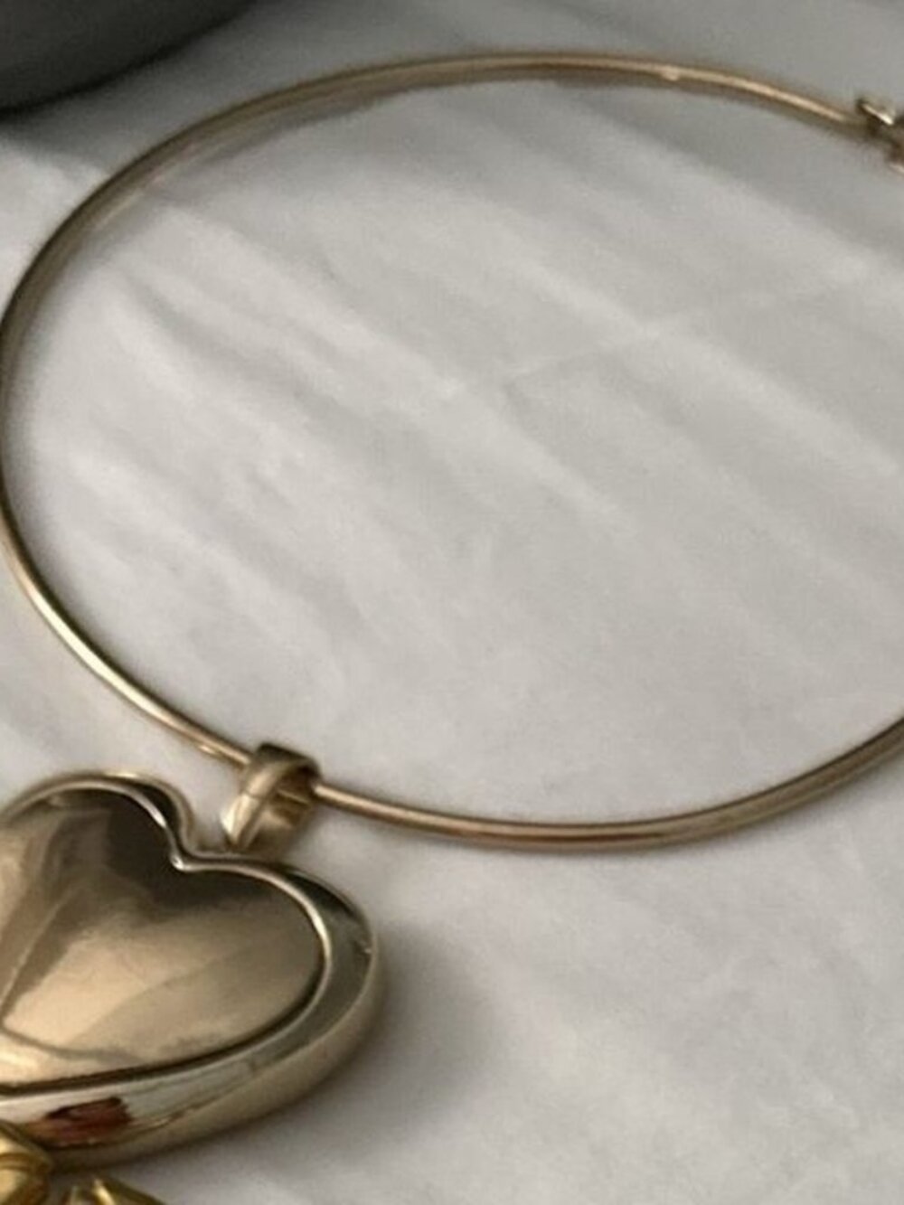 Gold Collar Choker with Puffy Heart Pendant
